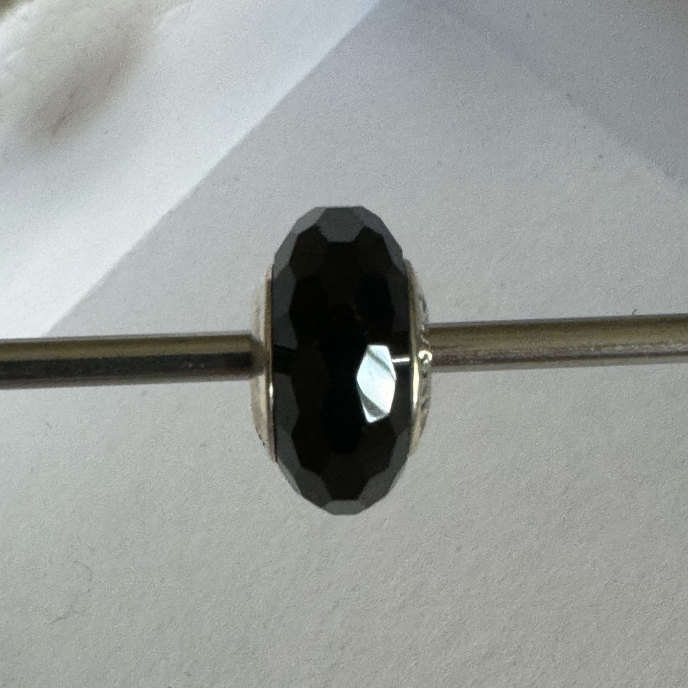 Authentic Pandora Black Faceted Murano Glass Charm Sterling Silver